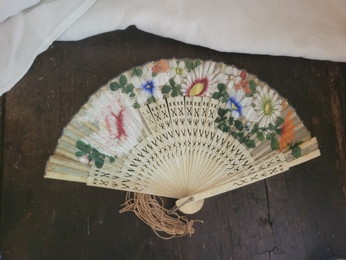 Ancien eventail peint - os, decor