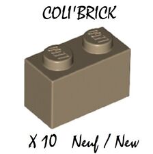 Lego 3004 - 10x Briques / Brick 1x2 - Beige F. / Dark Tan - 93792 - New Neuf