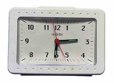 Alarm Clock Featured Quartz Movement + Lighting / Vintage Collector White