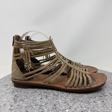 Kickers Sandals Womens 7 Olive Green Leather Gladiator Strappy Flat Shoes 38