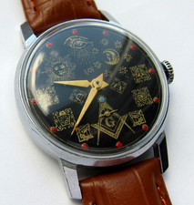 URSS. Montre mécanique rétro SOVIÉTIQUE ZIM, enseignes maçonniques. Avec...