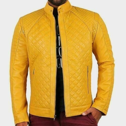 Veste cuir jaune - veste, véritable