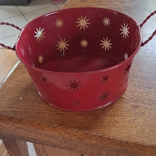Panier métal rouge motif - panier,
