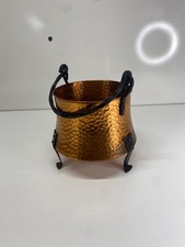 Chaudron cache pot en cuivre marteler anse fer forger en bonne état à nettoyer