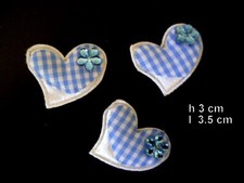 20 coeurs bleus et blancs tissu scrap mariage valentin couture