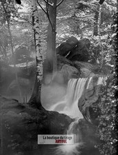 Cascade du bois de Boulogne Paris, glass plate, old photo, negative 9x12 cm