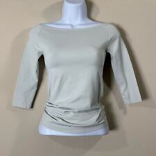 helmut lang | white nylon seamless 3/4 sleeve athleisure women's top sz XS