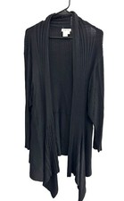 Gardy Black Ribbed Open Front Cardigan Sweater Womens XL