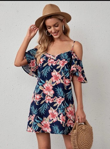 Robe courte tunique bleu - ou,