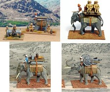 28mm: Colonial British-Indian elephant-borne Gatling gun & crew. 4 UNIQUE models