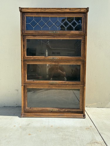 Antique oak barrister bookcase - oak,