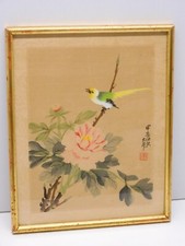 -CADRE PEINTURE SUR SOIE BEL