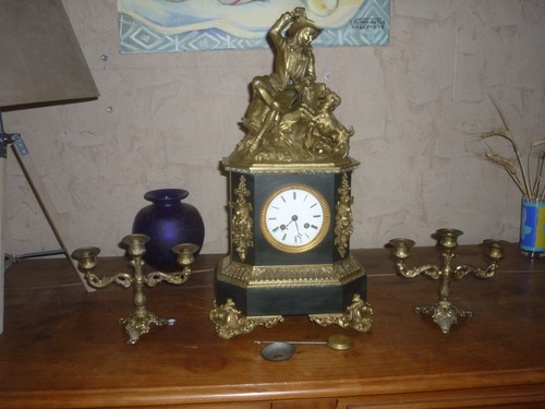 Pendule bronze napoleon iii - en,