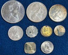 1966 Bahamas 9 Coin Set (4 Silver) Some Damaged 2.87 OZ ASW