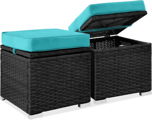 Set black teal wicker - of,