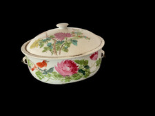 Antique Chinese Porcelain Soup Bowl - Birds, Flowers Calligraphy 19th Century