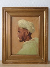Tableau huile toile peinture orientaliste portrait Arabe Maroc Marrakech