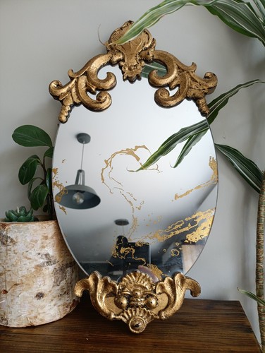 Grand miroir ovale vintage - grand,