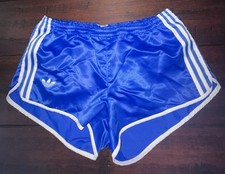 Adidas Vintage Blue Retro Silky Shiny Nylon Shorts Sprinter Running Ventex