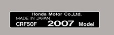 HONDA CRF50F  CRF50  HEADTUBE TAG  / FRAME DECAL
