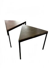 Mid Century set of two stackable formica metal triangle accent table 1970s
