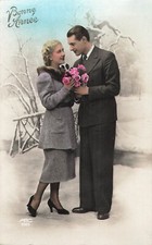 CP GOOD YEAR WOMEN BLONDE FUR NECK COAT MEN TIE & ROSES