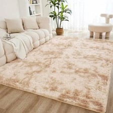 Tapis Salon Shaggy Beige 160 x 200cm Poils Longs - Antidérapant - FREOSEN