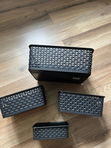 Lot paniers noirs tressés - paniers,