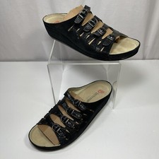 Berkemann Hassel Black Embossed Patent Leather Sandals US 10.5 Women’s Germany