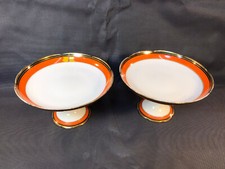 Lot of 2 Vintage 1950s/60s Orange Porcelain Fruit Cut Table Dishes