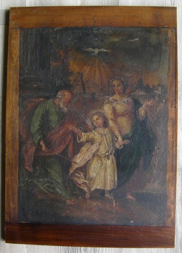Huile sur panneau école