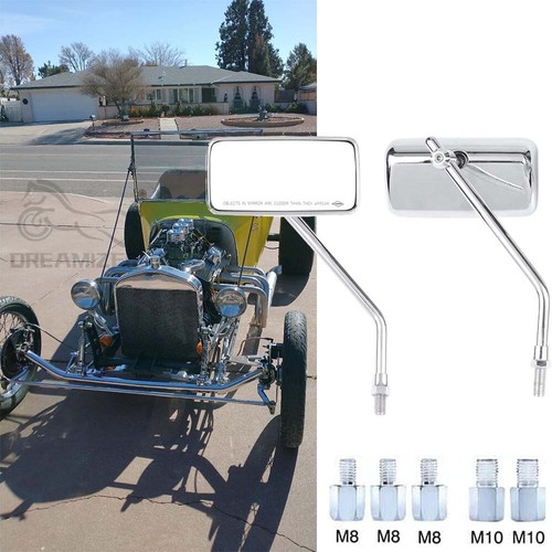 10mm chrome rectangle rearview - 10mm,