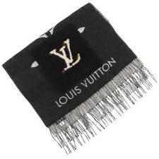 LOUIS VUITTON Echarpe Cold Reykjavik Scarf M76567 shearling teddy black ca...