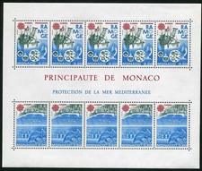 Monaco 1531a sheet,MNH.Michel Bl.32. EUROPE CEPT-1986.Marine Reserve.Fish,Ship.