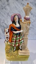 Staffordshire lady with Harp at Lamp Post c. 1860