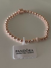 NEW Authentic Genuine PANDORA Beads & Pave Bracelet 588342CZ 19cm Rose Gold Pltd