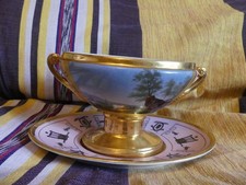 PORCELAINE DE PARIS SAUCIERE EPOQUE DIRECTOIRE OU EMPIRE