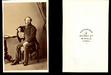 Grillet, Napoli, Monsieur in Coat Vintage Albumen Print CDV. Album Print