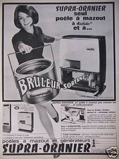 1967 SUPRA ORANGE PRESS AD OIL STOVE AND OUTGOING BURNER