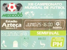 1986 coupe du monde MARADONA demi finale TICKET ARGENTINA Vs BELGIQUE