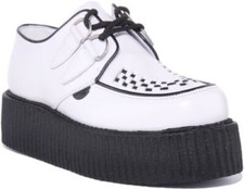 UNDERGROUND Wulfrun Double Semelle Creeper Plats Blanc Femmes Taille 3 - 8