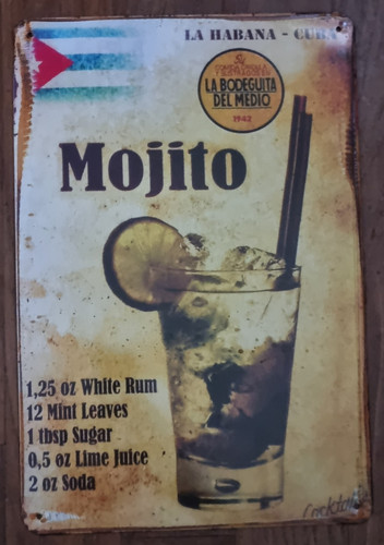 Plaque métal mojito habana - mojito,