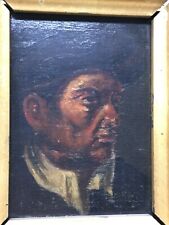 Double Sided Oil Painting On Panel Profile Man 19th EME Antique Painting 