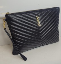 [eBay Live] YSL Large Black Leather Clutch