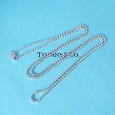 Collier long chaîne de perles boule en argent sterling 925 Tiffany & Co 86...