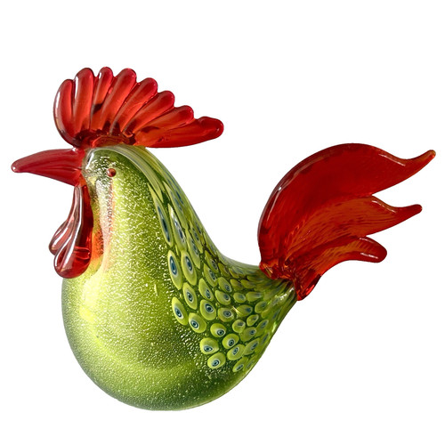 Coq verre soufflé vintage - verre,