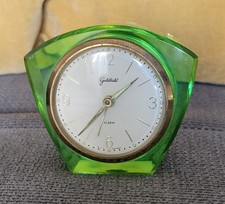 Ancien Petit Réveil Goldbühl Acrylic Lucite Vert Vintage Germany Allemagne 