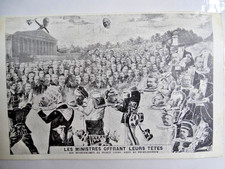 CPA - carte postale caricature " les ministres offrant leur tête " 1900