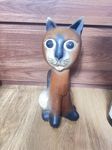 Statuette chat assis bois - statuette, en