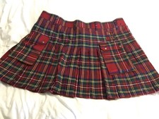 Mens Red Tartan Plaid Scotland Highlands Kilt Size 40, 2 Buckles, 2 Pockets, NEW